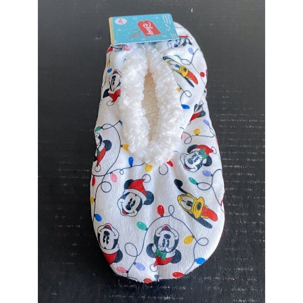 Disney Mickey Minnie Pluto Snuggle Toes No Slip Slipper Socks Women’s‎ Sz 4-10